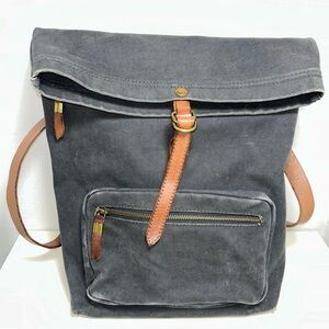 Madewell Unisex Foldover Black Gray Wash Brown Leather Backpack